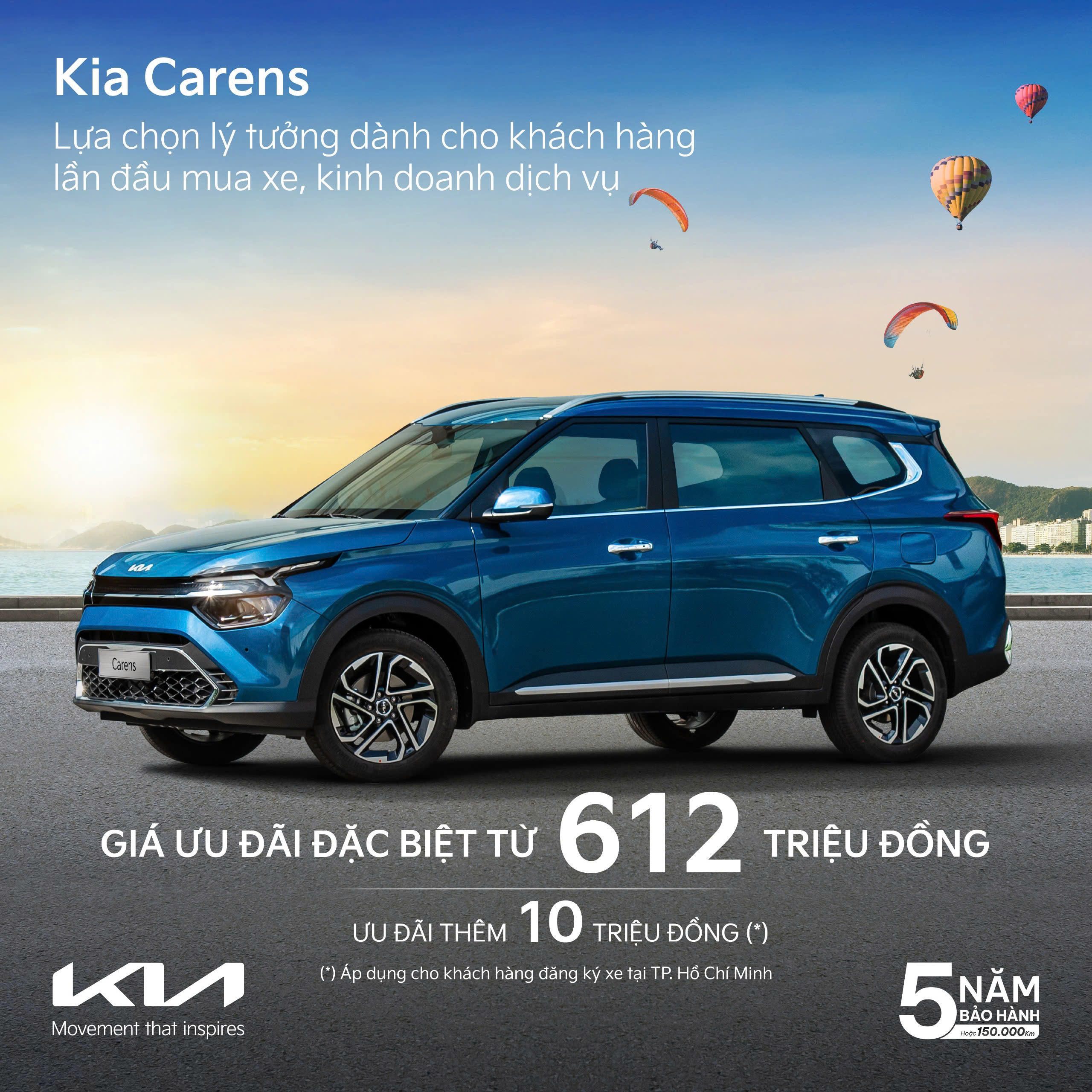 CHÀO HÈ SÔI ĐỘNG - RINH NGAY KIA CARENS VỚI ƯU ĐÃI ĐẶC BIỆT LÊN ĐẾN 10 TRIỆU ĐỒNG.